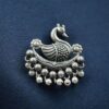 Oxidized silver replica adjustable bird ring with pearl work