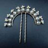 Silver Replica Pearl & Stone Juda Pin | Elegant Oxidized Best Hair Accessory for Women 9 Oxidized silver replica juda pin with pearl and stone detailing.