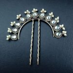Bulk 316 Silver Replica Pearl & Stone Juda Pin | Elegant Oxidized Best Hair Accessory for Women - "White"