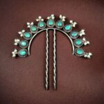 Bulk 318 Silver Replica Pearl & Stone Juda Pin | Elegant Oxidized Best Hair Accessory for Women - "Mint"