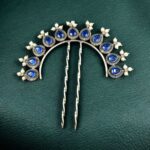 Bulk 322 Silver Replica Pearl & Stone Juda Pin | Elegant Oxidized Best Hair Accessory for Women - "Blue"