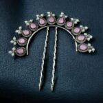 Bulk 324 Silver Replica Pearl & Stone Juda Pin | Elegant Oxidized Best Hair Accessory for Women - "Baby Pink"