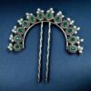 Traditional oxidized silver replica juda pin with pearl and stone detailing.