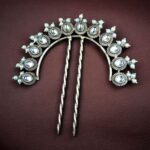 Bulk 308 Traditional Oxidized Juda Pin | Pearl & Stone Best Silver Replica Hair Accessory Jewelry - "White"
