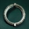 Openable oxidized silver replica floral art kada bangle for women.