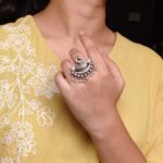 Adjustable Pearl Work Bird Ring | Oxidized Silver Replica Designer Best Jewelry for Women