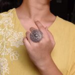 Beautiful Silver Replica Floral Art Ring | Oxidized Daily Wear Jewelry