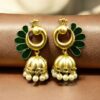 Gold plated peacock Meenakari earrings pearl dangler