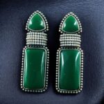 Bulk 242 Beautiful Ethnic Stud Earrings | Monalisa Stone Silver Replica Fashionable Jewelry - "Green"