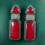 Bulk 248 Beautiful Ethnic Stud Earrings | Monalisa Stone Silver Replica Fashionable Jewelry - "Red"