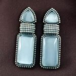 Bulk 250 Beautiful Ethnic Stud Earrings | Monalisa Stone Silver Replica Fashionable Jewelry - "Grey"