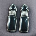 Bulk 252 Beautiful Ethnic Stud Earrings | Monalisa Stone Silver Replica Fashionable Jewelry - "Black"