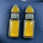 Bulk 254 Beautiful Ethnic Stud Earrings | Monalisa Stone Silver Replica Fashionable Jewelry - "Yellow"