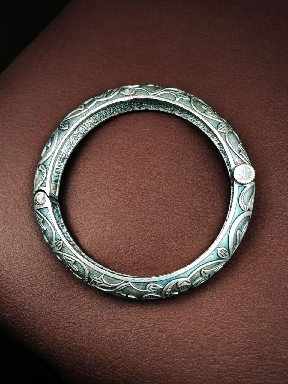 Oxidized Openable Floral Art Bangle | Silver Replica Ethnic Perfect Jewelry for Women 7 Oxidized silver replica openable floral art bangle for women.