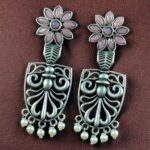 Bulk 212 Traditional Oxidized Flower Dangler Earrings | Pearl & Stone Work Silver Replica Amazing Jewelry - "Baby Pink"
