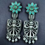 Bulk 198 Traditional Oxidized Flower Dangler Earrings | Pearl & Stone Work Silver Replica Amazing Jewelry - "Mint"