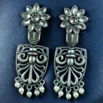 Bulk 204 Traditional Oxidized Flower Dangler Earrings | Pearl & Stone Work Silver Replica Amazing Jewelry - "White"