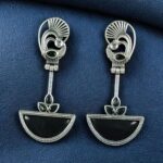 Bulk 178 Handcrafted Ethnic Peacock Earrings | Silver Replica Stone Dangler Best Jewelry - "Black"