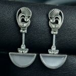 Bulk 184 Handcrafted Ethnic Peacock Earrings | Silver Replica Stone Dangler Best Jewelry - "Grey"
