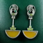 Bulk 186 Handcrafted Ethnic Peacock Earrings | Silver Replica Stone Dangler Best Jewelry - "Yellow"