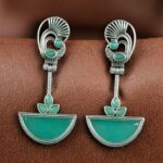 Bulk 188 Handcrafted Ethnic Peacock Earrings | Silver Replica Stone Dangler Best Jewelry - "Mint"