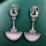 Bulk 190 Handcrafted Ethnic Peacock Earrings | Silver Replica Stone Dangler Best Jewelry - "Baby Pink"
