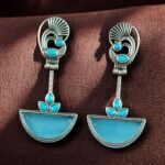 Bulk 194 Handcrafted Ethnic Peacock Earrings | Silver Replica Stone Dangler Best Jewelry - "Aqua"