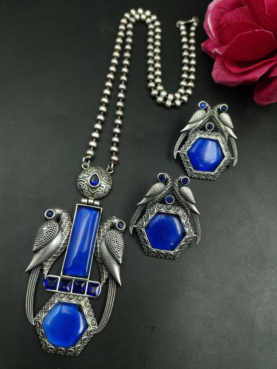 Traditional Parrot Design Necklace Set | Monalisa Stone Ethnic Party Wear Best Designer Jewelry 7 Parrot design Monalisa stone ethnic party wear necklace set.