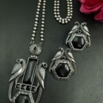 Bulk 12 Traditional Parrot Design Necklace Set | Monalisa Stone Ethnic Party Wear Best Designer Jewelry - "Black"