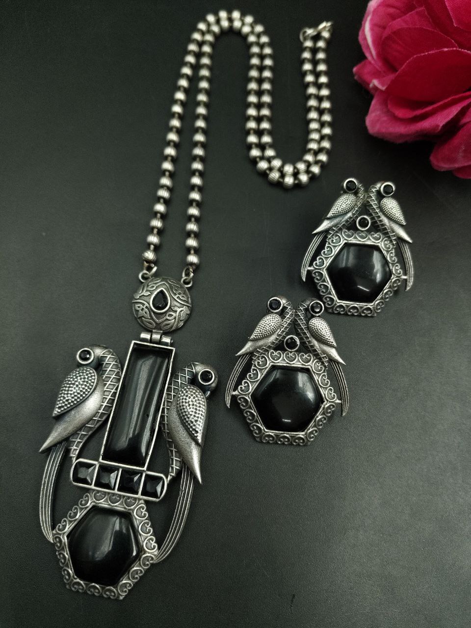 Traditional Parrot Design Necklace Set | Monalisa Stone Ethnic Party Wear Best Designer Jewelry 5 Parrot design Monalisa stone ethnic party wear necklace set.