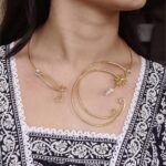 Unique Design Gold Plated Hasli Necklace | Stone Work Traditional Jewelry