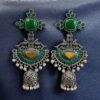 Traditional Long Jhumki Earrings | Meenakari Silver Replica Stone & Pearl Work Beautiful Jewelry For Women 29 Meenakari silver replica long jhumki earrings with stone and pearl work.Meenakari silver replica long jhumki earrings with stone and pearl work.