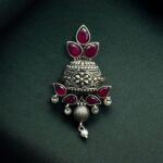 Bulk 6 Elegant Silver Replica Adjustable Ring | Stone & Pearl Work Unique Design Jewelry - "Red"