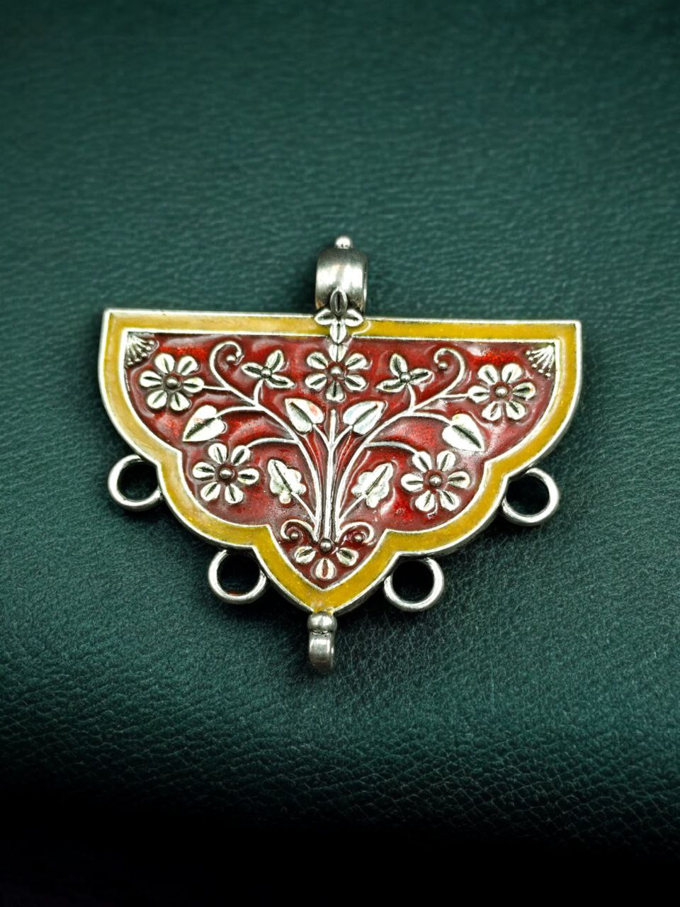 Meenakari Silver Plated Flower Design Pendant for Traditional DIY Jewelry Making Craft Supplies 3 Meenakari Silver Plated Flower Design Pendant for Traditional DIY Jewelry Making Craft Supplies - Image 4