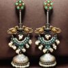 Designer Two-Tone Jhumka Earrings | Bird Design Pearl & Stone Work Beautiful Jewelry For Women 11 Two-tone bird design jhumka earrings with pearl and stone
