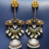 Designer Two-Tone Jhumka Earrings | Bird Design Pearl & Stone Work Beautiful Jewelry For Women 10 Two-tone bird design jhumka earrings with pearl and stone