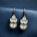 Traditional Silver Replica Hook Earrings | Stone Work Best Daily Wear Jewelry For Girls - "White"
