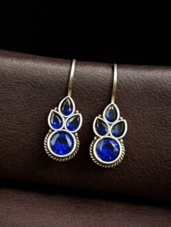 Traditional silver replica hook earrings for girls daily wear