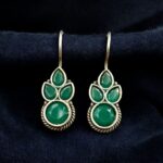 Bulk 8 Traditional Silver Replica Hook Earrings | Stone Work Best Daily Wear Jewelry For Girls - "Green"