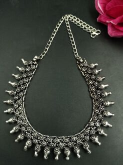 Silver Plated Choker Necklace for Women Elegant Traditional Partywear Jewelry