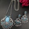 Traditional elephant design necklace set with Monalisa stone and pearl work