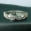 Traditional Flower Design Bangle | Stone Work Silver Replica Beautiful Openable Kada 14 Traditional flower design silver replica openable bangle with stone work
