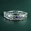 Traditional Flower Design Bangle | Stone Work Silver Replica Beautiful Openable Kada 20 Traditional flower design silver replica openable bangle with stone work