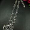Silver replica oxidized necklace with stone and pearl work