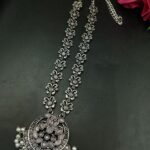 Silver Replica Oxidized Necklace | Elegant Stone & Pearl Work Perfect Look Jewelry - "Baby Pink"