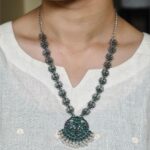 Silver Replica Oxidized Necklace | Elegant Stone & Pearl Work Perfect Look Jewelry