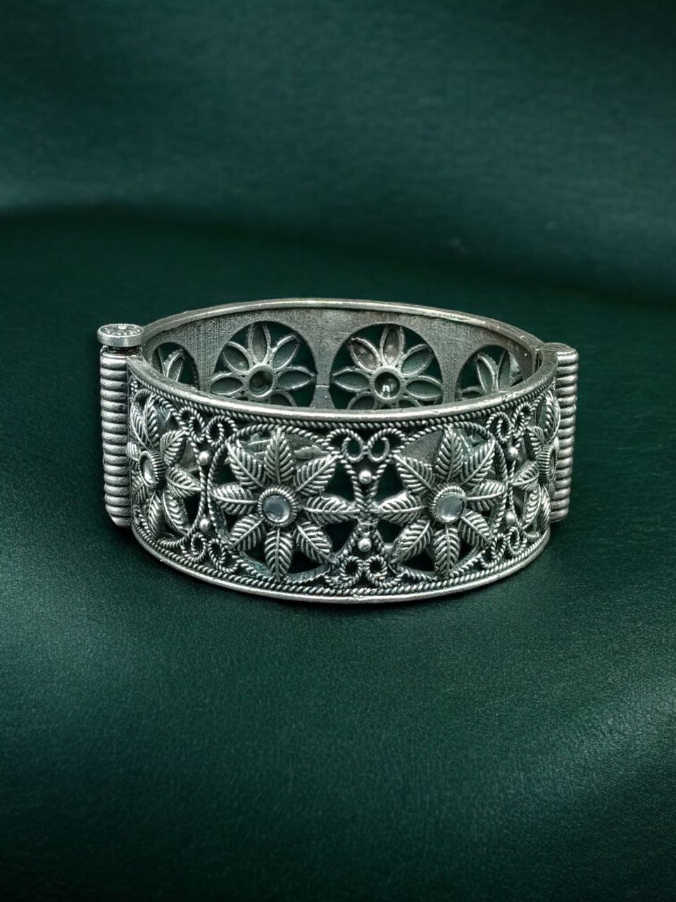 Traditional Oxidized Unique Flower Design Bangle | Silver Replica Ethnic Jewelry for Women 13 Oxidized flower design bangle for women