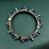 Oxidized silver replica peacock design openable bangle with stone and pearl work