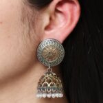 Handcrafted Two-Tone Jhumka Earrings | Pearl Work Traditional Beautiful Jewelry Gift For Her