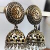 Handcrafted Two-Tone Jhumka Earrings | Pearl Work Traditional Beautiful Jewelry Gift For Her 6 Handcrafted two-tone jhumka earrings with pearl work